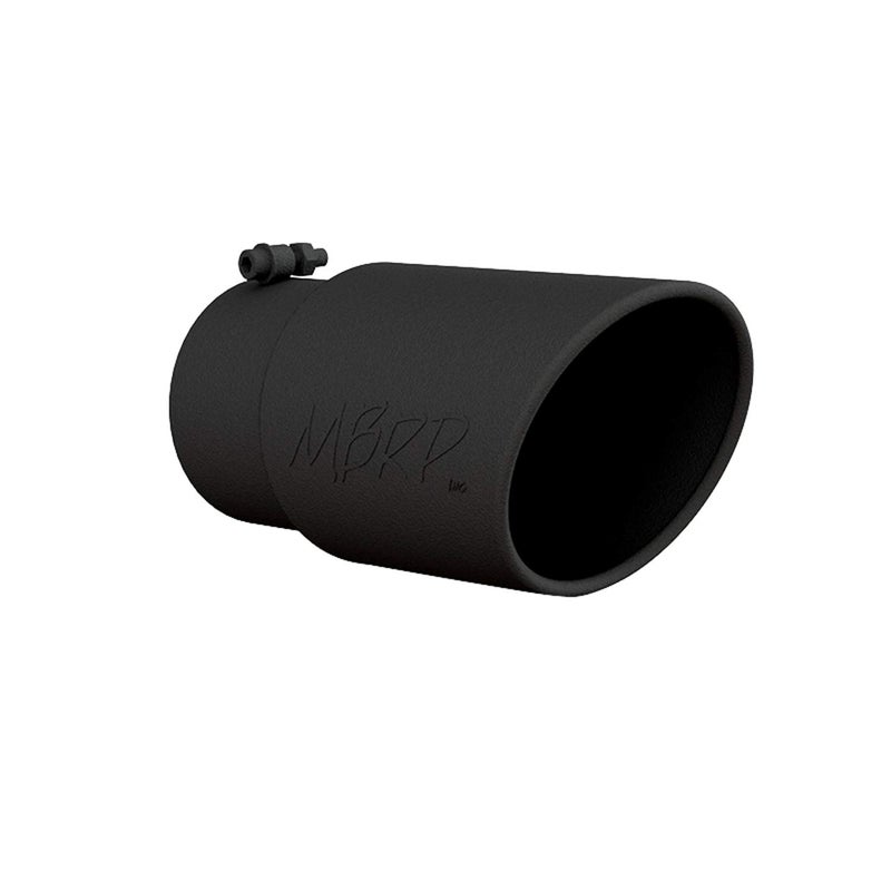 MBRP T5075BLK Black Coated Exhaust Tip (6" O.D., Angled Rolled End, 5" Inlet, 12" Length)
